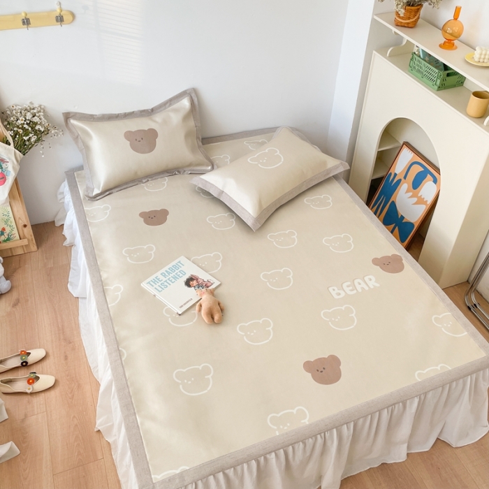 91家纺网 家纺一手货源 找家纺 时年 2021新款水洗养生冰丝凉席 熊仔