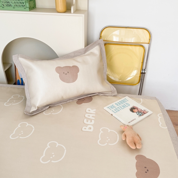 91家纺网 家纺一手货源 找家纺 时年 2021新款水洗养生冰丝凉席 熊仔