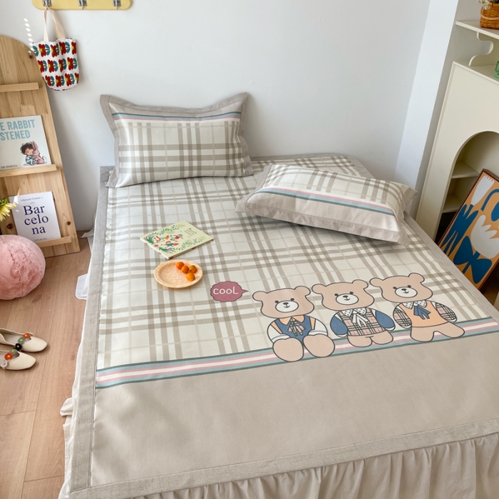 91家纺网 家纺一手货源 找家纺 时年 2021新款水洗养生冰丝凉席 英伦熊