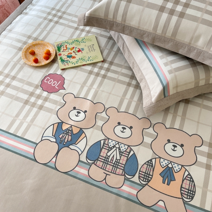 91家纺网 家纺一手货源 找家纺 时年 2021新款水洗养生冰丝凉席 英伦熊