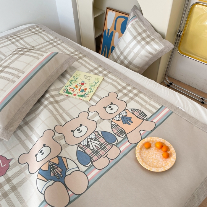 91家纺网 家纺一手货源 找家纺 时年 2021新款水洗养生冰丝凉席 英伦熊