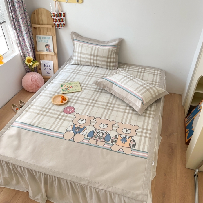 91家纺网 家纺一手货源 找家纺 时年 2021新款水洗养生冰丝凉席 英伦熊