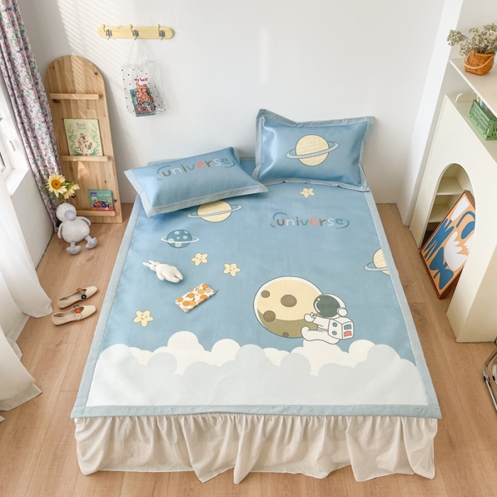 91家纺网 家纺一手货源 找家纺 时年 2021新款水洗养生冰丝凉席 宇航员