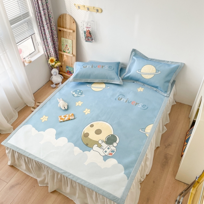 91家纺网 家纺一手货源 找家纺 时年 2021新款水洗养生冰丝凉席 宇航员