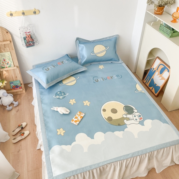 91家纺网 家纺一手货源 找家纺 时年 2021新款水洗养生冰丝凉席 宇航员