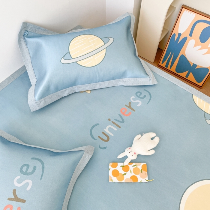 91家纺网 家纺一手货源 找家纺 时年 2021新款水洗养生冰丝凉席 宇航员