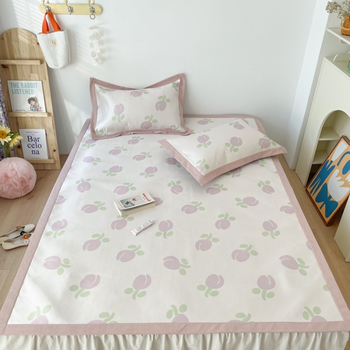 91家纺网 家纺一手货源 找家纺 时年 2021新款水洗养生冰丝凉席 郁金香