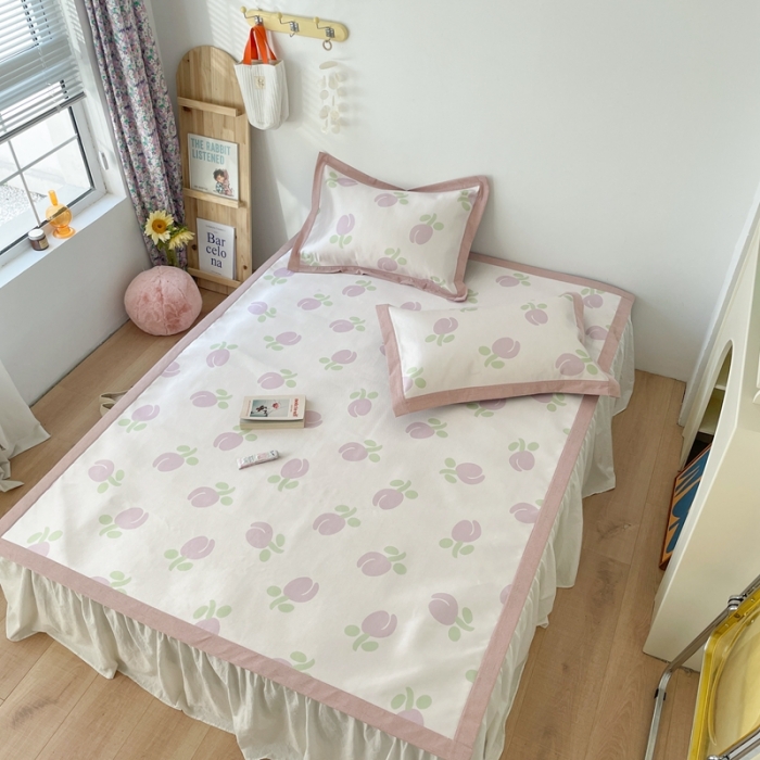 91家纺网 家纺一手货源 找家纺 时年 2021新款水洗养生冰丝凉席 郁金香