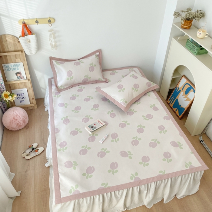 91家纺网 家纺一手货源 找家纺 时年 2021新款水洗养生冰丝凉席 郁金香