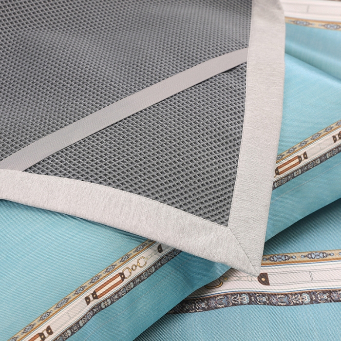 91家纺网 家纺一手货源 找家纺 莱福仕 2021新款可水洗冰炭席三件套 豆蔻-气质蓝