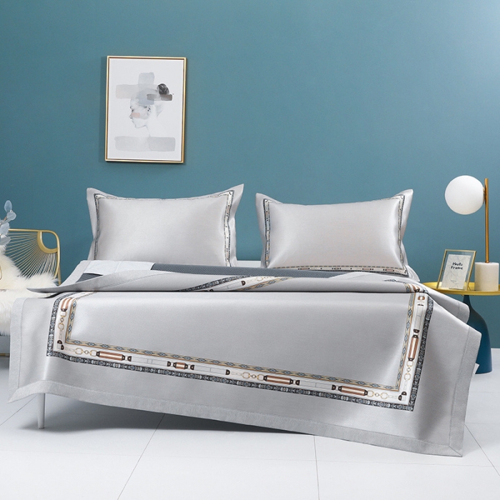 91家纺网 家纺一手货源 找家纺 莱福仕 2021新款可水洗冰炭席三件套 豆蔻-太古灰