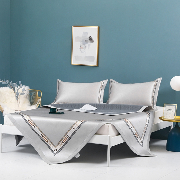 91家纺网 家纺一手货源 找家纺 莱福仕 2021新款可水洗冰炭席三件套 豆蔻-太古灰