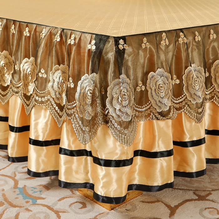 91家纺网 家纺一手货源 找家纺 瑞宝 2025新款高奢可水洗冰丝凉席床裙三件套 金驼色