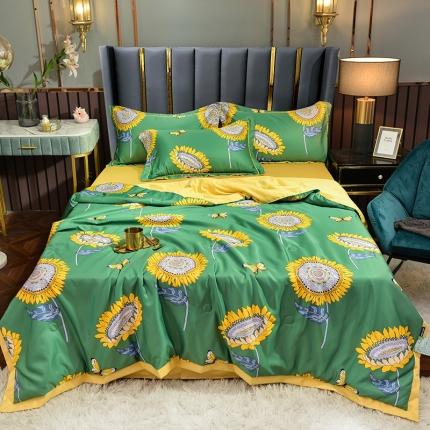 91家纺网 家纺一手货源 找家纺 梦柏2021新款水洗天丝夏被 夏凉被 向日葵