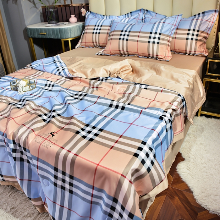 91家纺网 家纺一手货源 找家纺 梦柏2021新款水洗天丝夏被 夏凉被 都市格调（桔）