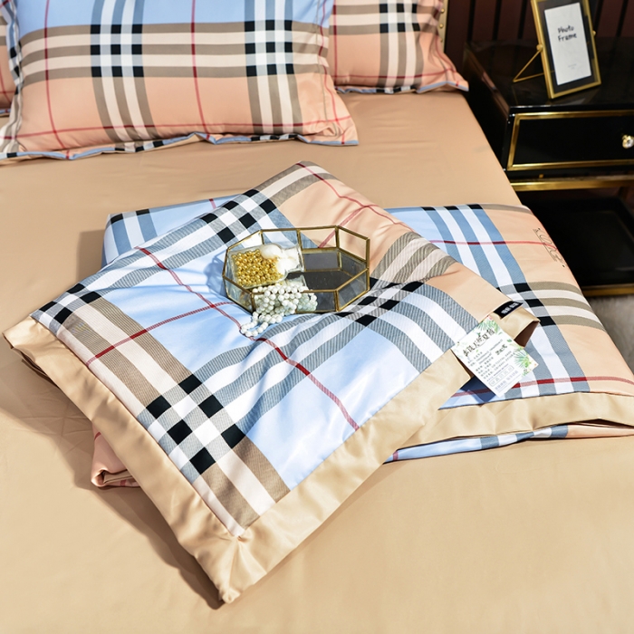 91家纺网 家纺一手货源 找家纺 梦柏2021新款水洗天丝夏被 夏凉被 都市格调（桔）