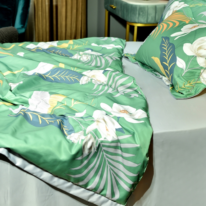 91家纺网 家纺一手货源 找家纺 梦柏2021新款水洗天丝夏被 夏凉被 秋暮悠然（绿）