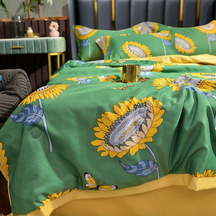 91家纺网 家纺一手货源 找家纺 梦柏2021新款水洗天丝夏被 夏凉被 向日葵