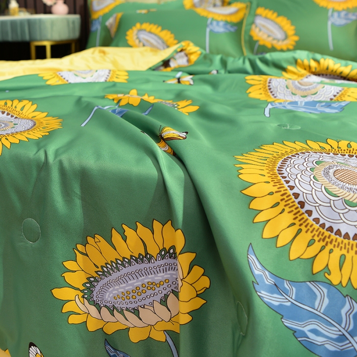 91家纺网 家纺一手货源 找家纺 梦柏2021新款水洗天丝夏被 夏凉被 向日葵