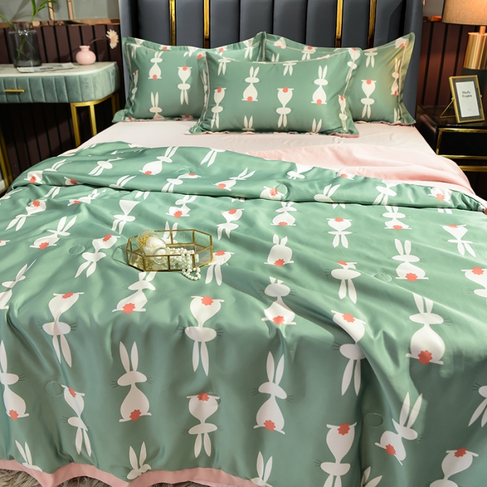 91家纺网 家纺一手货源 找家纺 梦柏2021新款水洗天丝夏被 夏凉被 小萌兔