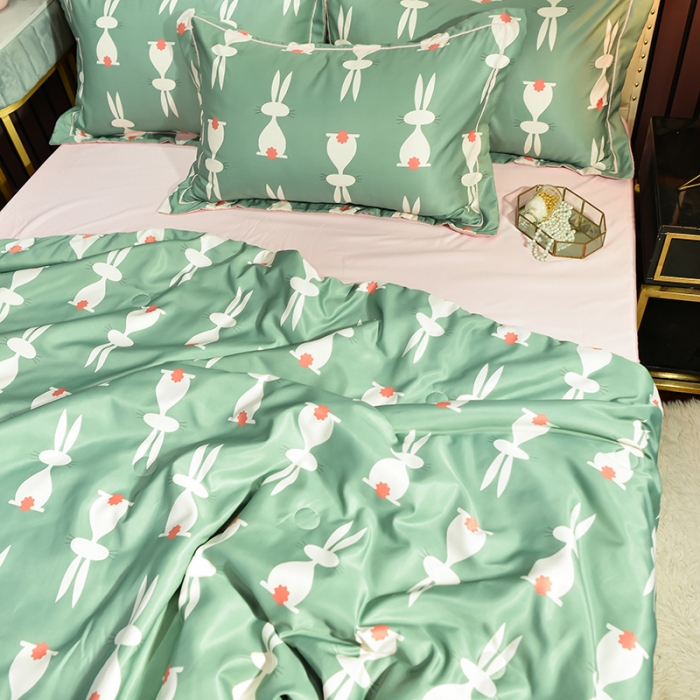 91家纺网 家纺一手货源 找家纺 梦柏2021新款水洗天丝夏被 夏凉被 小萌兔