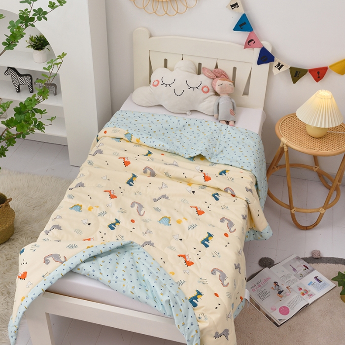 91家纺网 家纺一手货源 找家纺 BOSS 2021新款全棉棉花儿童夏被 恐龙岛-黄