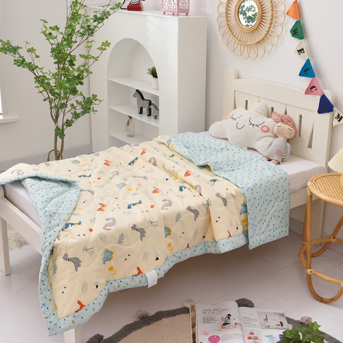 91家纺网 家纺一手货源 找家纺 BOSS 2021新款全棉棉花儿童夏被 恐龙岛-黄