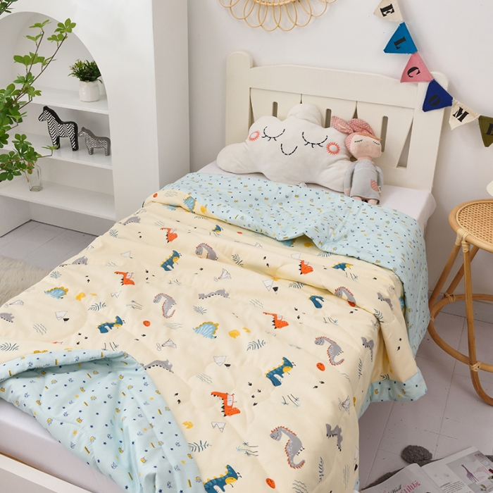 91家纺网 家纺一手货源 找家纺 BOSS 2021新款全棉棉花儿童夏被 恐龙岛-黄