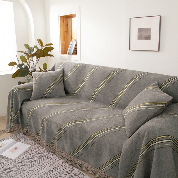 91家纺网 家纺一手货源 找家纺 启博 2022全盖雪尼尔沙发巾沙发垫沙发套沙发罩 哥伦比亚-灰