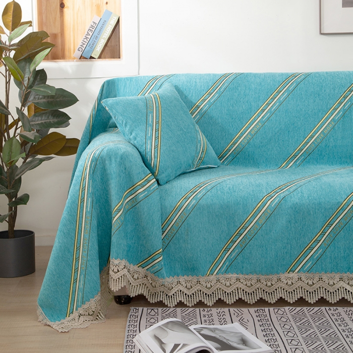 91家纺网 家纺一手货源 找家纺 启博 2022全盖雪尼尔沙发巾沙发垫沙发套沙发罩 哥伦比亚-绿