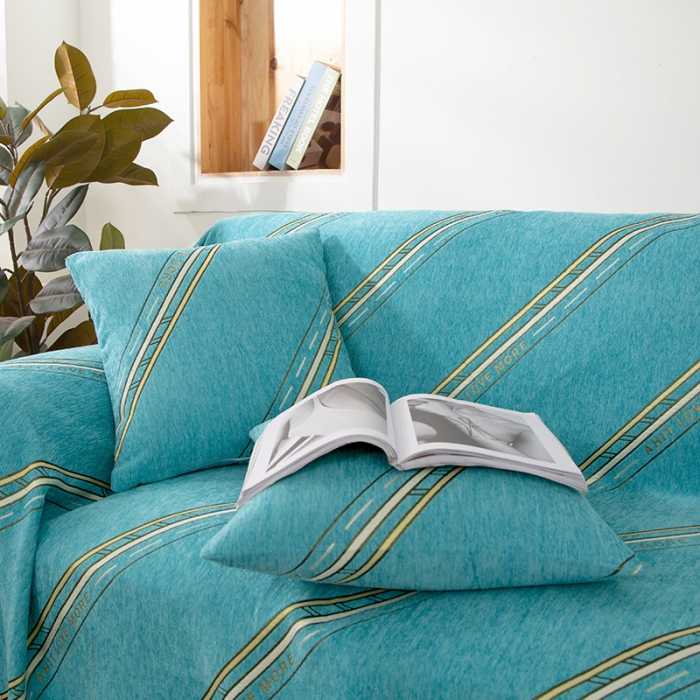 91家纺网 家纺一手货源 找家纺 启博 2022全盖雪尼尔沙发巾沙发垫沙发套沙发罩 哥伦比亚-绿