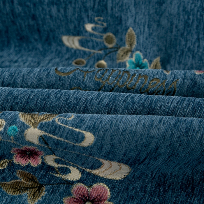 91家纺网 家纺一手货源 找家纺 启博 2022全盖雪尼尔沙发巾沙发垫沙发套沙发罩 花季相约-蓝