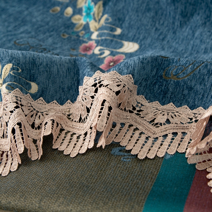 91家纺网 家纺一手货源 找家纺 启博 2022全盖雪尼尔沙发巾沙发垫沙发套沙发罩 花季相约-蓝