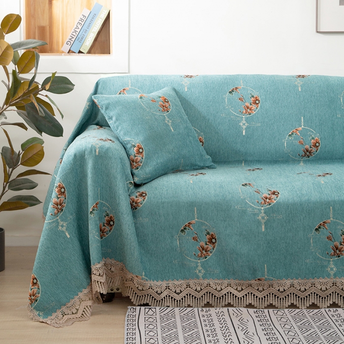 91家纺网 家纺一手货源 找家纺 启博 2022全盖雪尼尔沙发巾沙发垫沙发套沙发罩 花韵千秋