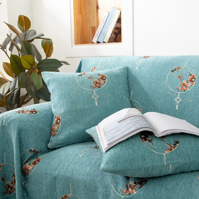 91家纺网 家纺一手货源 找家纺 启博 2022全盖雪尼尔沙发巾沙发垫沙发套沙发罩 花韵千秋