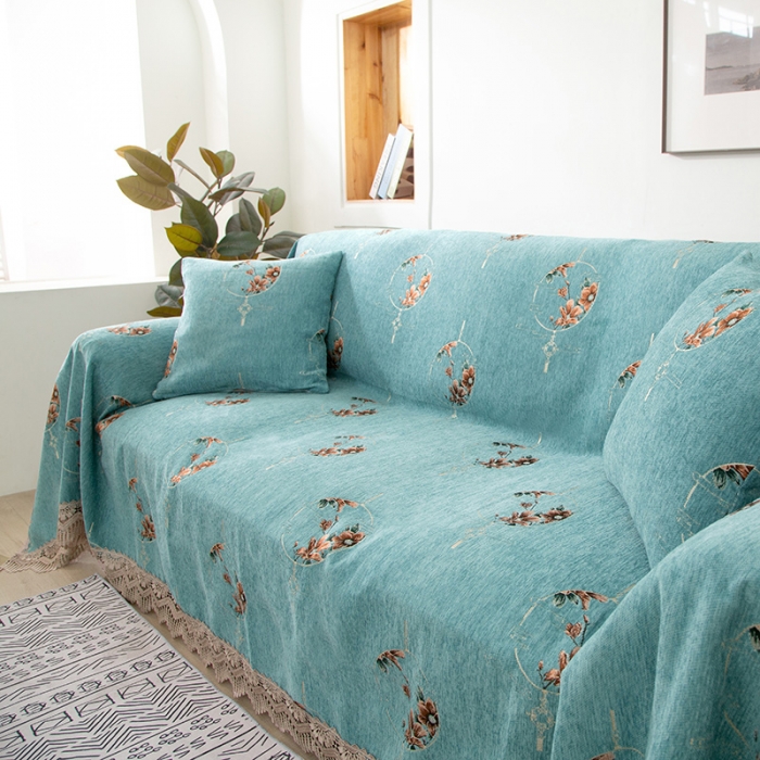 91家纺网 家纺一手货源 找家纺 启博 2022全盖雪尼尔沙发巾沙发垫沙发套沙发罩 花韵千秋