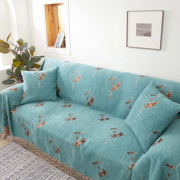 91家纺网 家纺一手货源 找家纺 启博 2022全盖雪尼尔沙发巾沙发垫沙发套沙发罩 花韵千秋