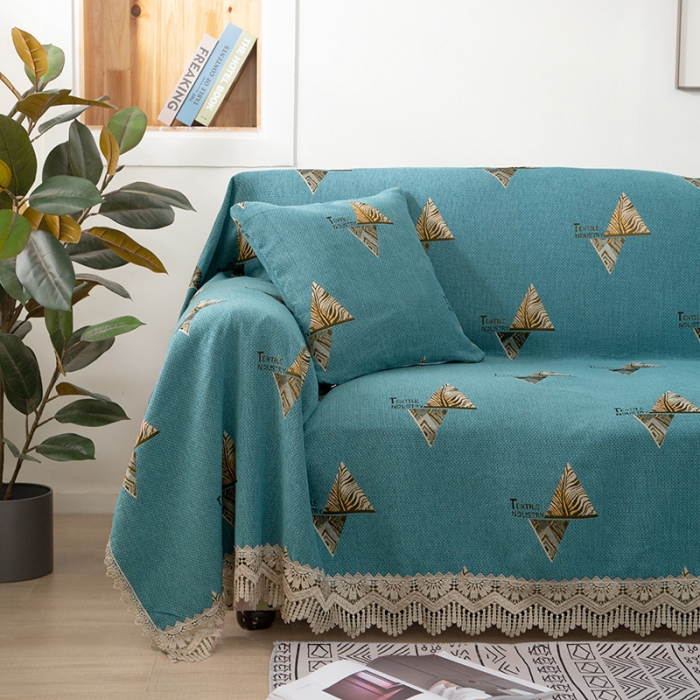 91家纺网 家纺一手货源 找家纺 启博 2022全盖雪尼尔沙发巾沙发垫沙发套沙发罩 罗曼情怀-蓝