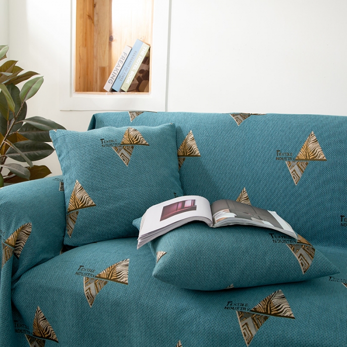 91家纺网 家纺一手货源 找家纺 启博 2022全盖雪尼尔沙发巾沙发垫沙发套沙发罩 罗曼情怀-蓝