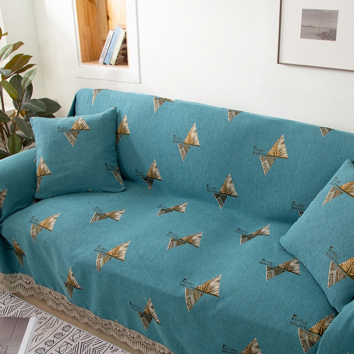 91家纺网 家纺一手货源 找家纺 启博 2022全盖雪尼尔沙发巾沙发垫沙发套沙发罩 罗曼情怀-蓝