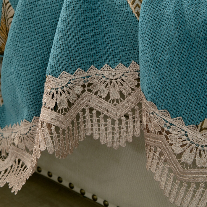 91家纺网 家纺一手货源 找家纺 启博 2022全盖雪尼尔沙发巾沙发垫沙发套沙发罩 罗曼情怀-蓝