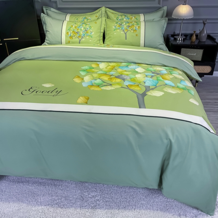 91家纺网 家纺一手货源 找家纺 金爱家 2021新款全棉活性花卉系列四件套 彩虹树