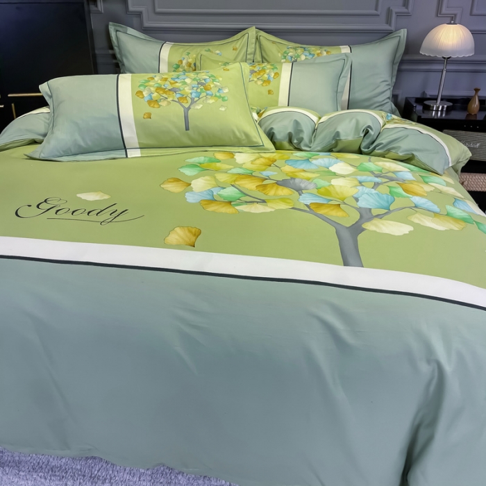 91家纺网 家纺一手货源 找家纺 金爱家 2021新款全棉活性花卉系列四件套 彩虹树