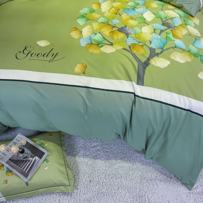 91家纺网 家纺一手货源 找家纺 金爱家 2021新款全棉活性花卉系列四件套 彩虹树