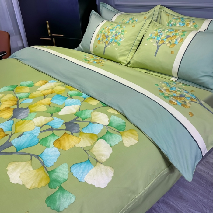 91家纺网 家纺一手货源 找家纺 金爱家 2021新款全棉活性花卉系列四件套 彩虹树