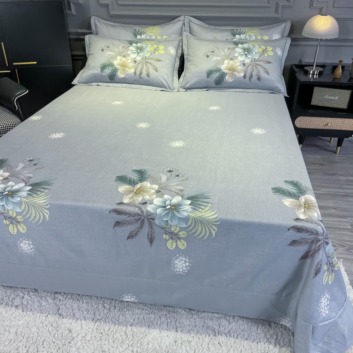 91家纺网 家纺一手货源 找家纺 金爱家 2021新款全棉活性花卉系列四件套 叶知秋兰