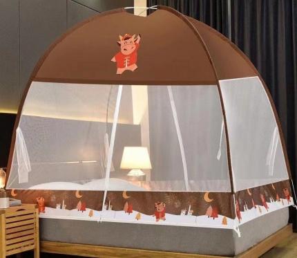 爱洛家纺 2021新款防尘蚊帐 牛气冲天咖