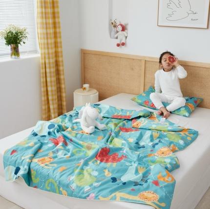 91家纺网 家纺一手货源 找家纺 丽笙 2021新款60SA类长绒棉驱蚊儿童夏被 海底世界
