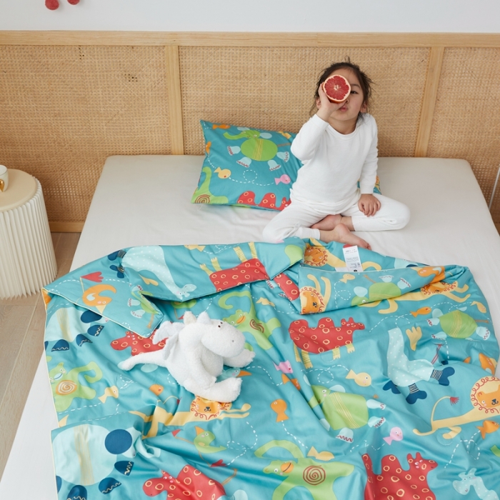 91家纺网 家纺一手货源 找家纺 丽笙 2021新款60SA类长绒棉驱蚊儿童夏被 海底世界