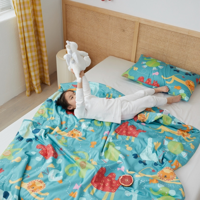 91家纺网 家纺一手货源 找家纺 丽笙 2021新款60SA类长绒棉驱蚊儿童夏被 海底世界